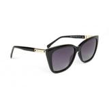 Óculos Solar Bulget Modelo BG9102I A02P Preto Fosco Detalhe Dourado Medidas 56-15-145