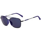 Óculos Solar Calvin Klein Jeans Modelo CKJ18100S Preto Detalhe Azul Medidas 57-16-140