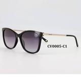 Óculos Solar Carmen Vitti Modelo CV0005 C1 Preto Acetato Haste Metal L Polarizada Medidas 54-16-140