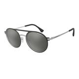 Óculos Solar Emporio Armani EA2080 30016G Preto Haste Metal Prata Tamanho 53