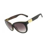 Óculos Solar Feminino EVOKE Modelo MYSTIQUE WD02 Marrom Escuro Detalhe Dourado Medidas 55-13-130