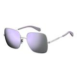 Óculos Solar Feminino Polaroid PLD 6060/S B6E 57MF Quadrado Metal L Polarizado Medidas 57-19-140
