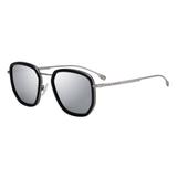 Óculos Solar Masculino Boss By Hugo Boss 1029/F/S Aisan Fit 807/T4 Armação em Titânio Preto Lente Cinza Medidas 55-22-145