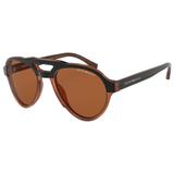 Óculos Solar Masculino Emporio Armani EA4128 574273 Aviador Preto Marrom Medidas 54-21-140