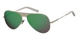 Óculos solar polaroid 2067/s/x 3yg/5z metal aviador lente verde medidas 60-14-145