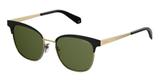 Óculos solar polaroid pld 4055/s 2o5/uc preto dourado l verde polarizado medidas 54-18-150