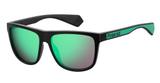 Óculos solar polaroid pld 6062/s 7zj/5z preto lente verde medidas 57-16-140