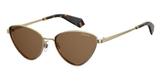 Óculos solar polaroid pld 6071/s/x j5g/sp cat eye dourado l marrom polarizado medidas 56-17-140
