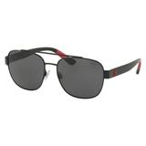 Óculos Solar Polo Ralph Lauren PH3119 926787 Preto Lente Cinza Detalhe Vermelho Metal Medidas 58-17-145