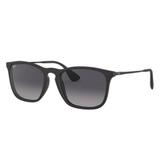 Óculos Solar Ray-Ban Chris Modelo RB4187L 622/8G54 Preto Lente Cinza Degradê Formato Quadrado Medidas 54-18-145 - Ray ban