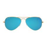 Óculos Solar Ray Ban Rb3025 Aviador 58 - Dourado Fosco / Azul Espelhado- 112/4l