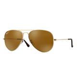 Óculos Solar Ray-Ban RB3025L AVIATOR 001/57 Arista Dourado Metal L Marrom Cristal Polarizado 58-14 - Ray ban