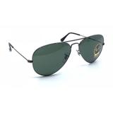Óculos Solar Ray-Ban RB3025L Aviator W0879 Gunmetal L Cristal Cinza/Verde Medidas 58-14-135 - Ray ban