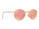 Óculos solar ray-ban rb3447l 112/2z round metal dourado l rosa tamanho 53 - Ray ban