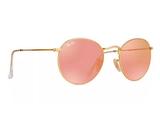Óculos solar ray-ban rb3447l 112/2z round metal dourado l rosa tamanho 53 - Ray ban