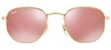 Óculos solar ray-ban rb3548nl 001/z2 hexagonal dourado l rosa tam 51 - Ray ban