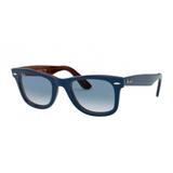 Óculos Solar Ray-Ban Wayfarer Modelo RB2140 12783F Azul Lente Cristal Medidas 50-22-150 - Ray ban
