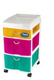 Organizador 3 Gavetas Tri Colors Verde Rosa e Amarelo Mitro - Xplast