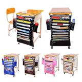 Organizador de mesa portatil escolar escritorio porta livros e revistas com suporte para agua e esto - Faça resolva