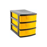 Organizador Plástico 3 Gavetas Preto/Amarelo - Vonder