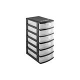 Organizador Plástico 6 Gavetas Preto/Transparente - Vonder