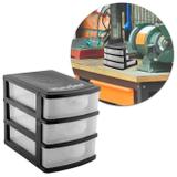 Organizador Plástico para Ferramentas Gaveteiro Vonder 3 Gavetas Capacidade 3Kg Preto e Transparente