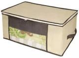Organizador Tnt Caixa Closet Roupa Cama Edredom Toalha 60cm Cor: Bege - Unica