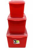 Organizadores Multi-uso Quadrado 3 Peças Vermelho Top Line