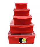 Organizadores Multi-uso Quadrado Baixo 5 Peças Vermelho Top Line