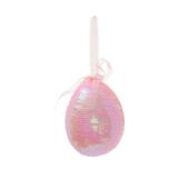 Ovo De Lantejoula Decoração Páscoa Rosa - Cromus