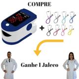 Oxímetro de Pulso Azul + Estetoscópio Rappaport Preto = Ganhe 1 Jaleco (Avental) Branco de Manga Longa - Lojão Da Saúde - Lojao da saúde