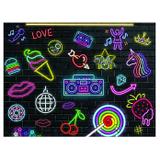 Painel de festa Infantil Balada Neon 1.80m X 1.30m - Wrio