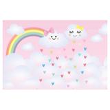 Painel de festa Infantil Chuva de amor Rosa 1.80m X 1.30m - Wrio