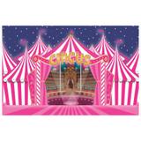 Painel de festa Infantil Circo Rosa 2.00m X 1.40m - Wrio