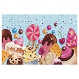 Painel de festa Infantil Doces 3.00m X 1.70m - Wrio