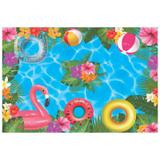 Painel de festa Infantil Flamingo Piscina 2.00m X 1.40m - Wrio
