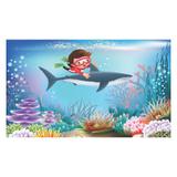 Painel de festa Infantil Menino Tubarão 3.00m X 1.70m - Wrio
