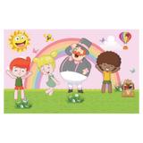 Painel de festa Infantil Mundo Bita Rosa 1.80m X 1.30m - Wrio
