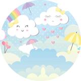 Painel de Festa Redondo em Tecido Sublimado com elástico Chuva de Amor - Sublime sonhos