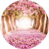Painel de Festa Redondo em Tecido Sublimado com elástico Floresta Ipê Rosa - Sublime sonhos