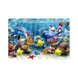 Painel de Lona Fundo do mar Golfinhos e peixes - Fabrika de festa