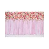 Painel De Lona Imita Cortina de Flores com Fundo Rosa - Fabrika de festa