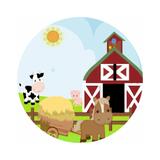 Painel De Tecido Sublimado Redondo Fazendinha Cerca e Animais C/Elástico - Fabrika de festa