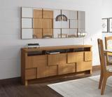 Painel Decorativo Quadriculado 3D 175 Cm - Dalla Costa - Freijó/ Espelho
