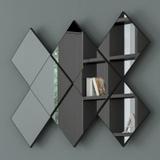 Painel Espelho Decorativo Quadriculado em MDF - Preto - Dalla costa