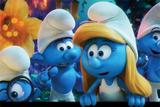 Painel lona Festa Smurfs 150x100cm - X4adesivos