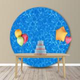 Painel Redondo em Jacquard Estampado Fundo do Mar