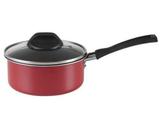 Panela 18cm Antiaderente com Tampa de Vidro Garlic Brinox Vermelha