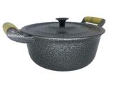 Panela Alumínio Batido Craqueada Preta Alça Madeira - 20 Cm - Diviforte