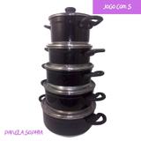 Panela Aluminio Colorido Preto Jogo com 5 peças - Tenesin